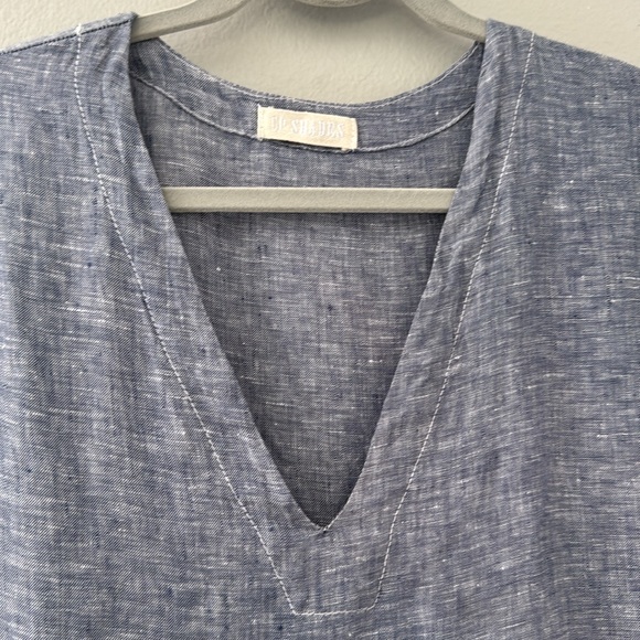 WOMENS CP SHADES BLUE CHAMBRAY LINEN AMANDA MAXI DRESS~POCKETS~  M - Picture 5 of 10